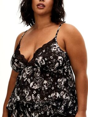 Torrid - Skulls & Flowers Lace Trim Sheer Chemise